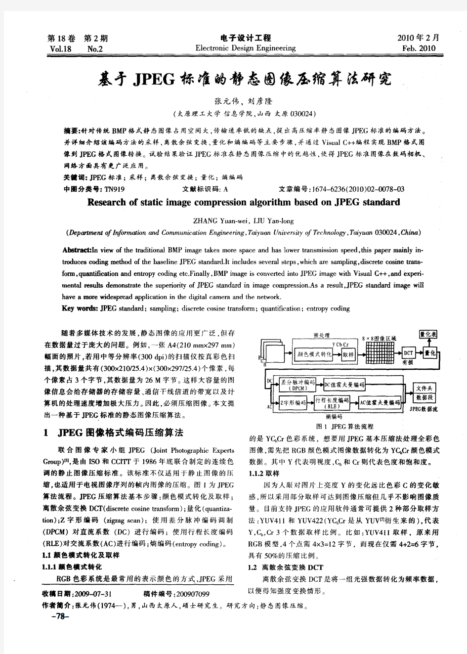 基于JPEG标准的静态图像压缩算法研究