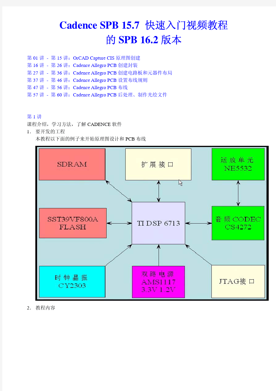 于博士Cadence视频教程原理图设计pdf文档