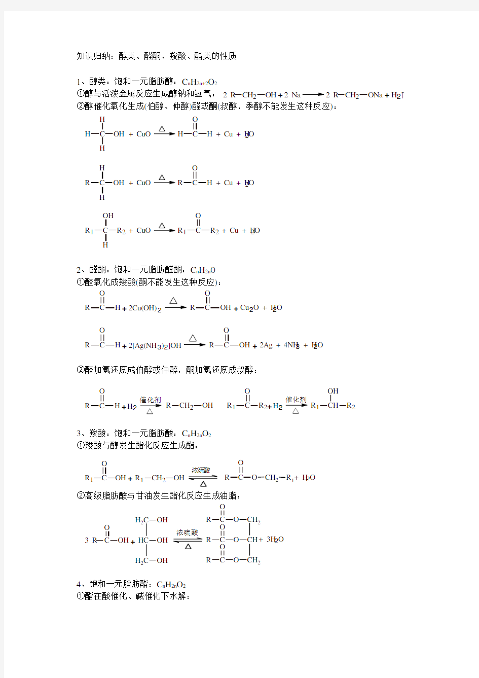 醇醛酮羧酸酯知识归纳