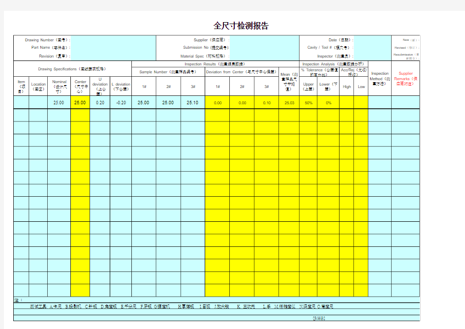 全尺寸检验格式模板