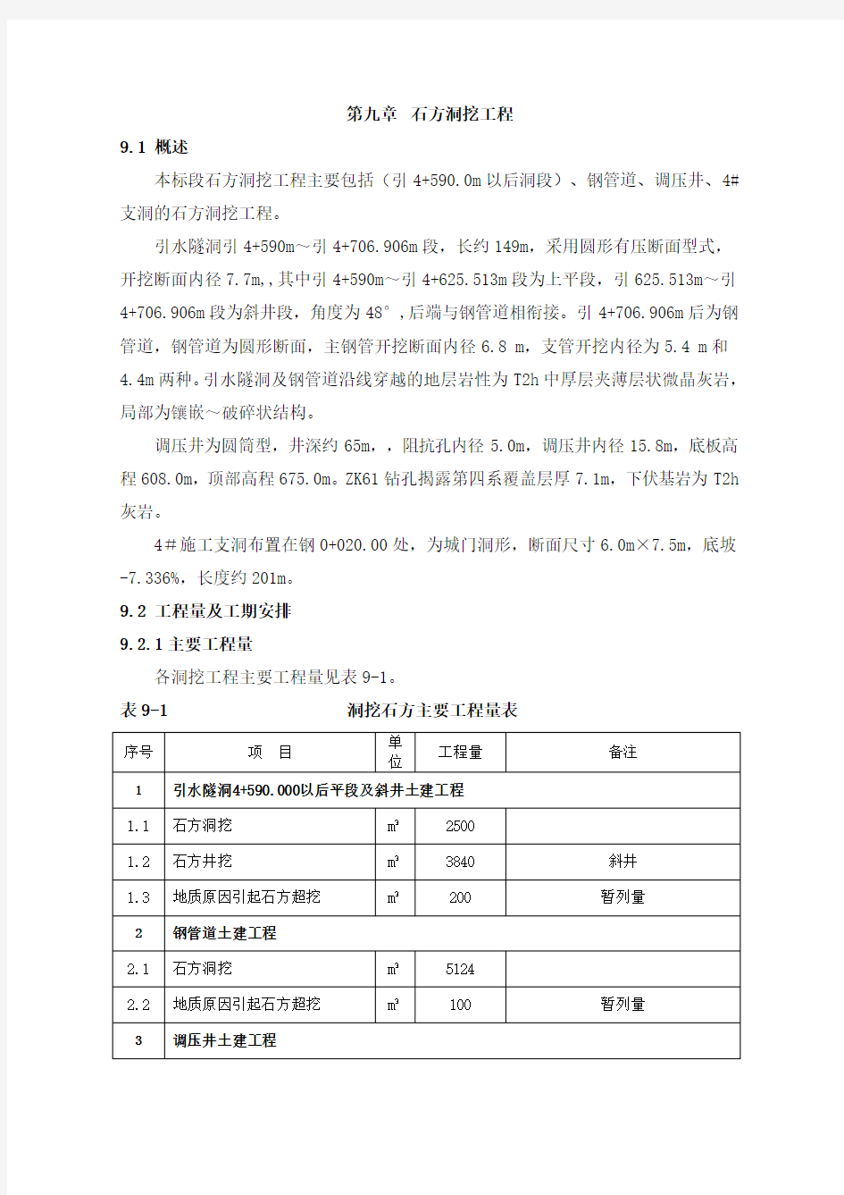 第九章   石方洞挖工程