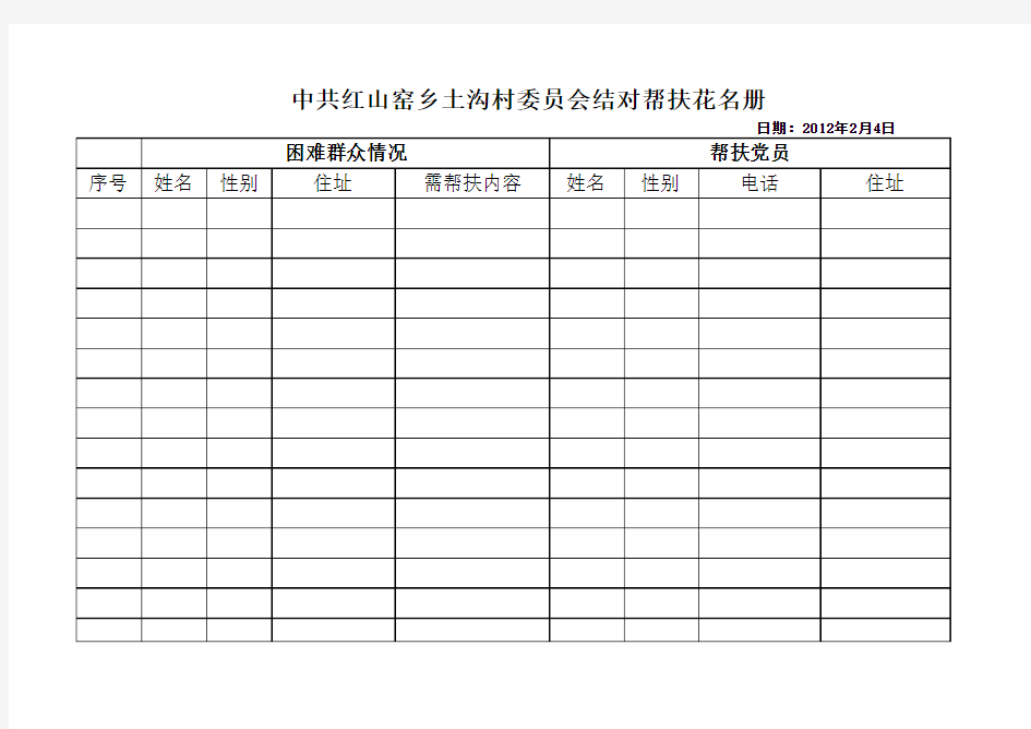 党员结对帮扶花名册