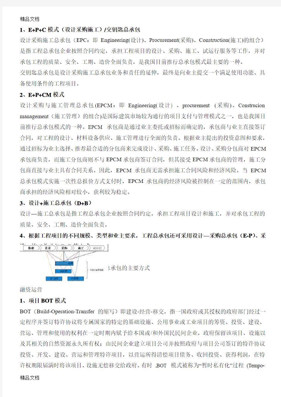 最新工程总承包各种模式资料