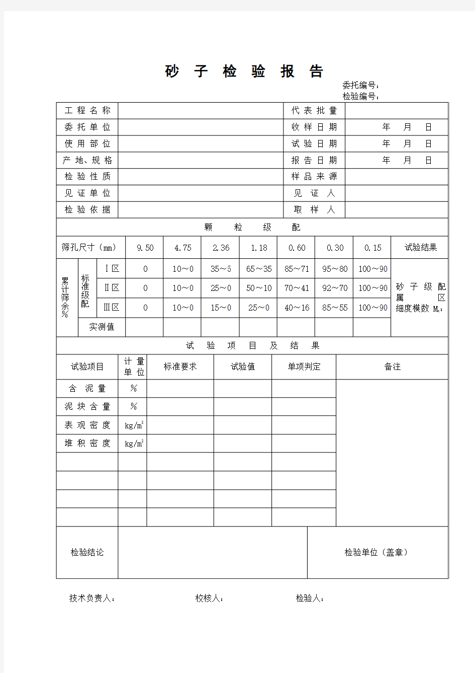 砂子检验报告