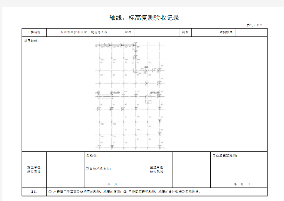 轴线、标高复测验收记录