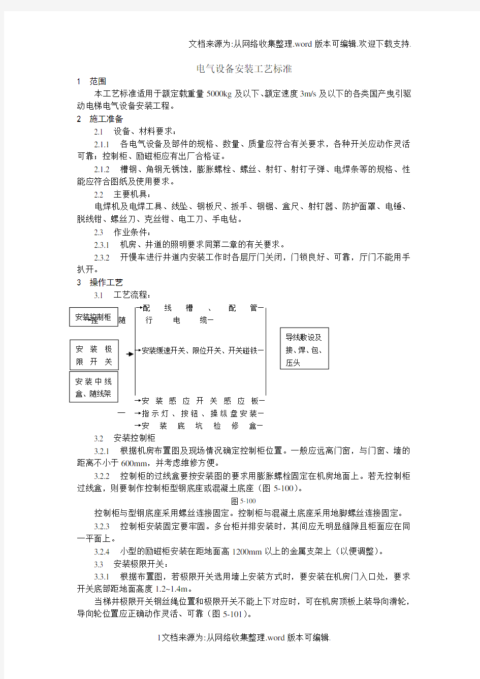 电气设备安装工艺标准(DOC)