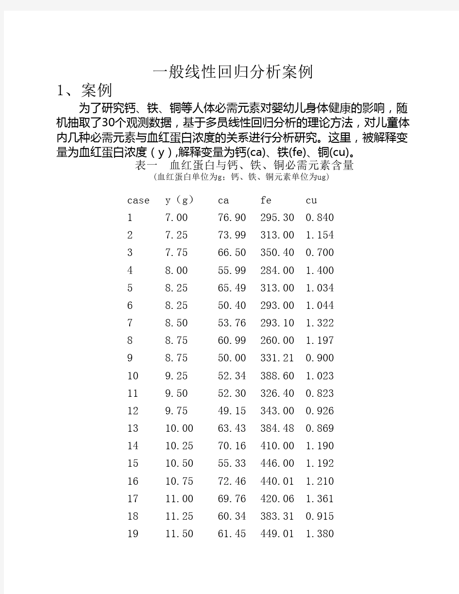 一般线性回归分析案例