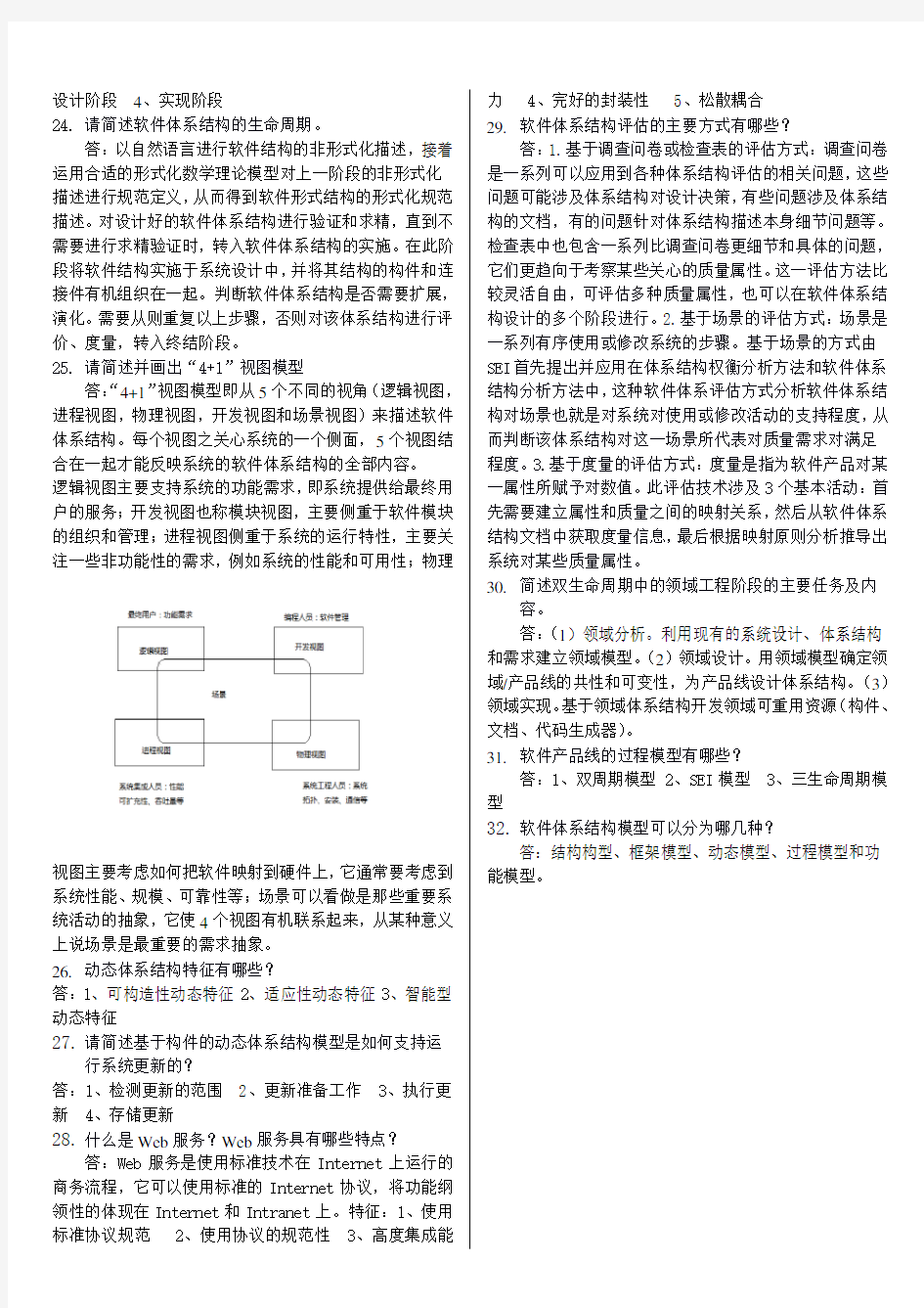 软件体系结构简答题