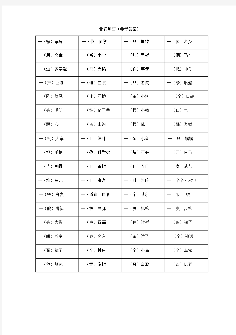 部编二年级上量词填空附答案