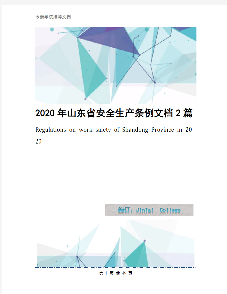 2020年山东省安全生产条例文档2篇