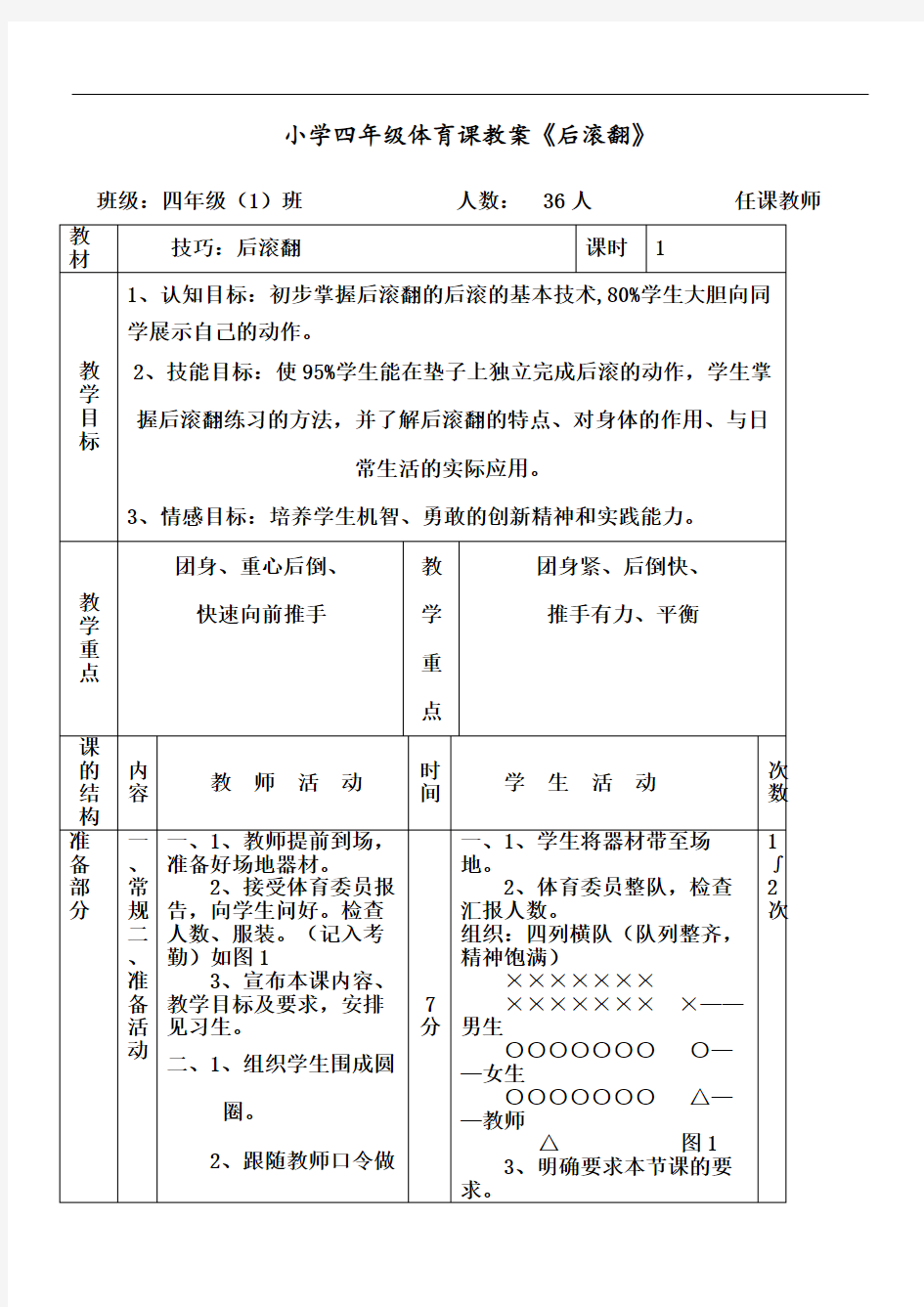 体育课教案《后滚翻》