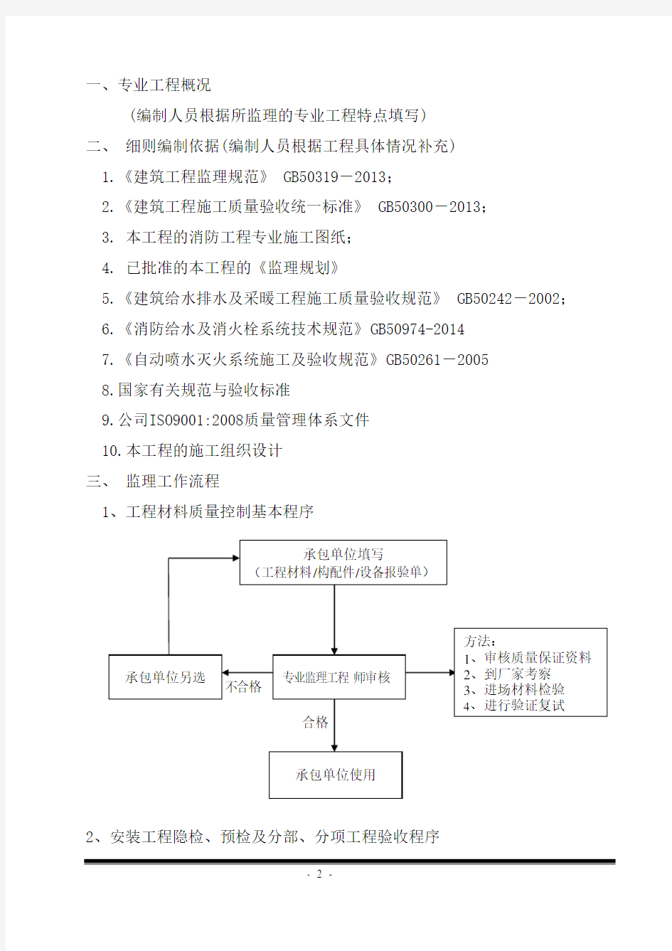 消防工程监理细则模板