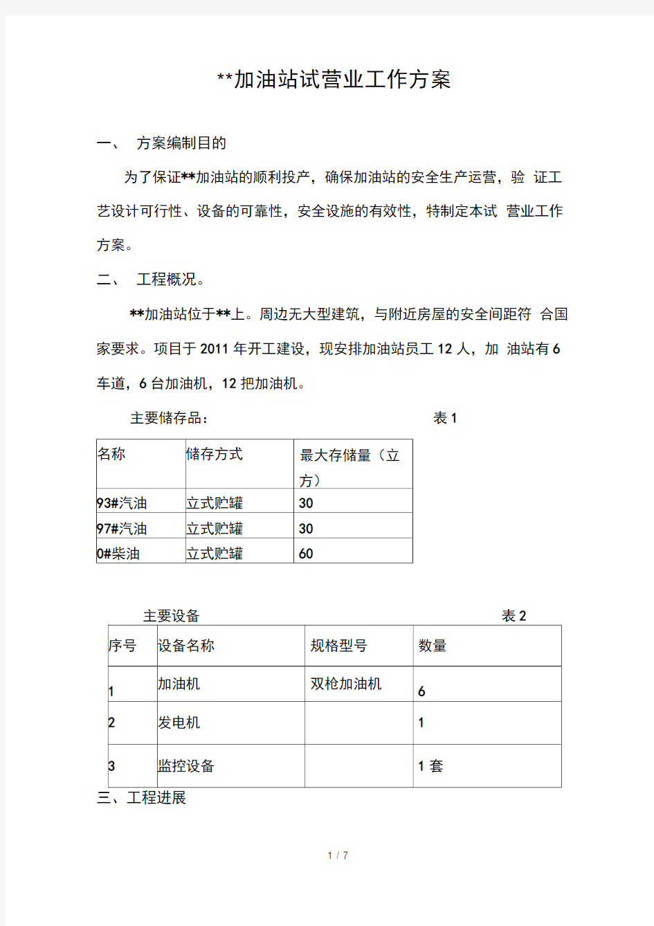 加油站试营业工作方案