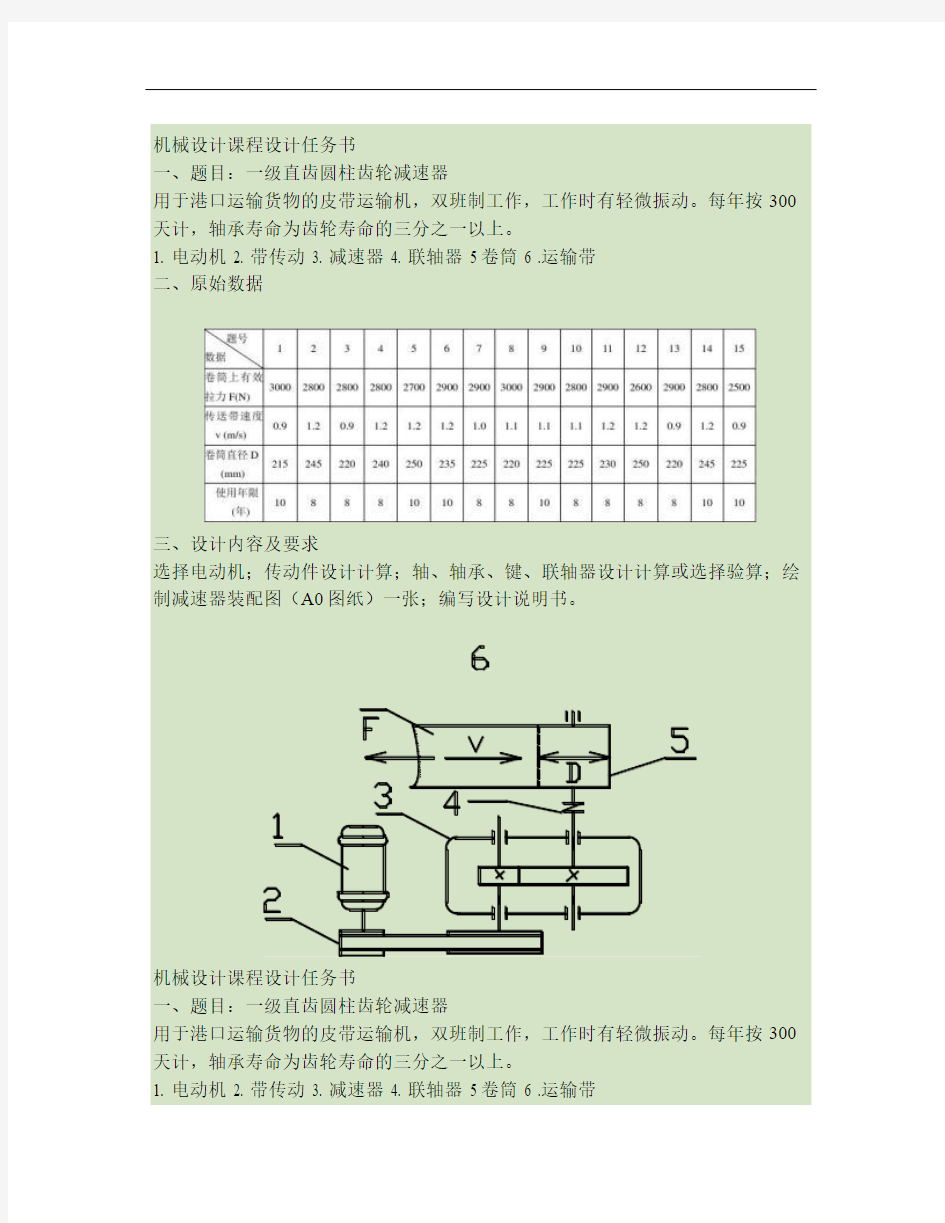 机械设计课程设计任务书(1)要点