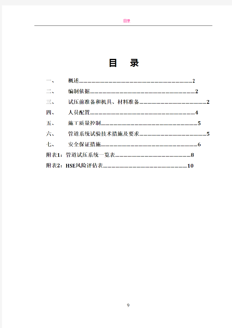 化工工艺管道试压方案