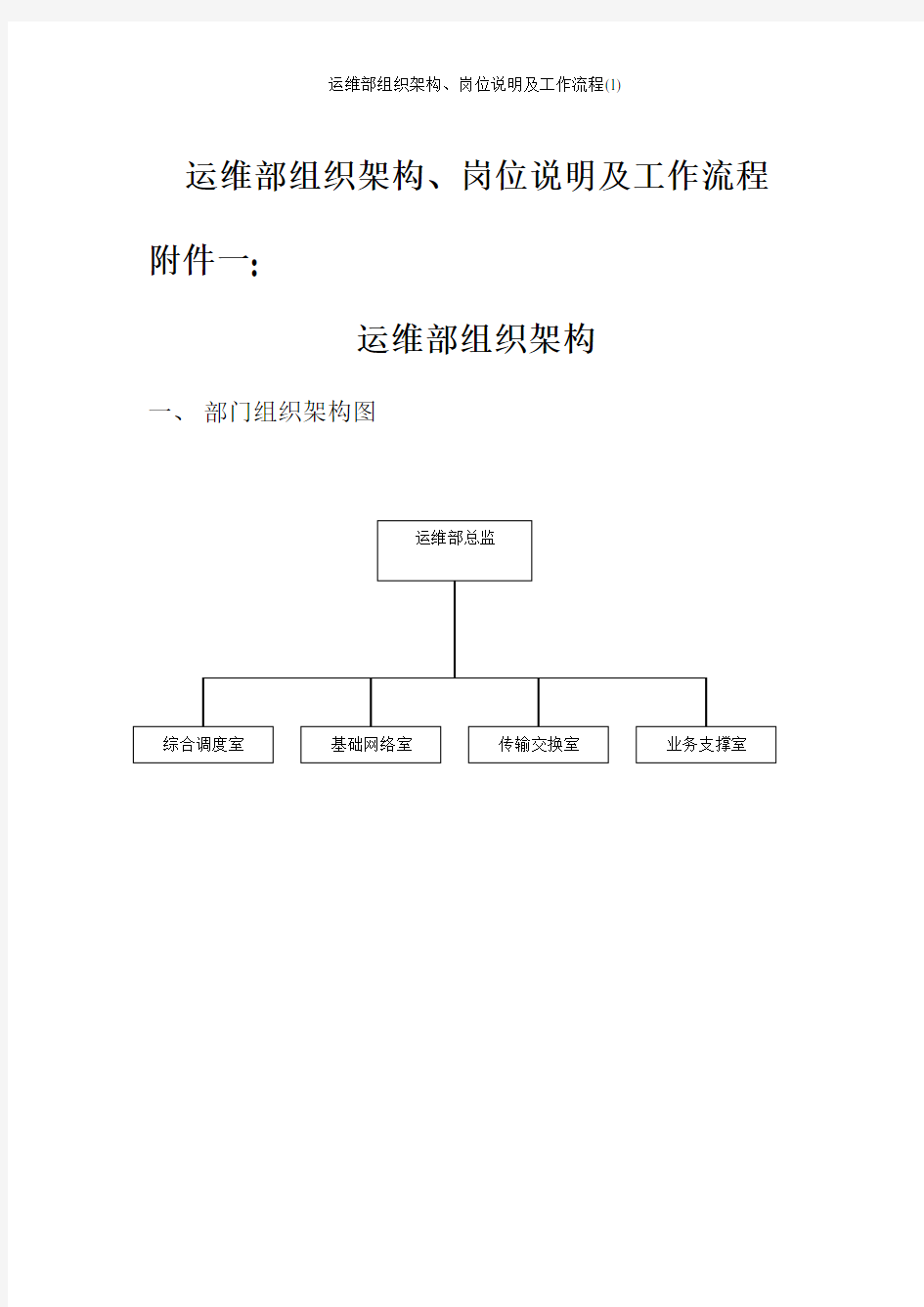 运维部组织架构、岗位说明及工作流程(1)