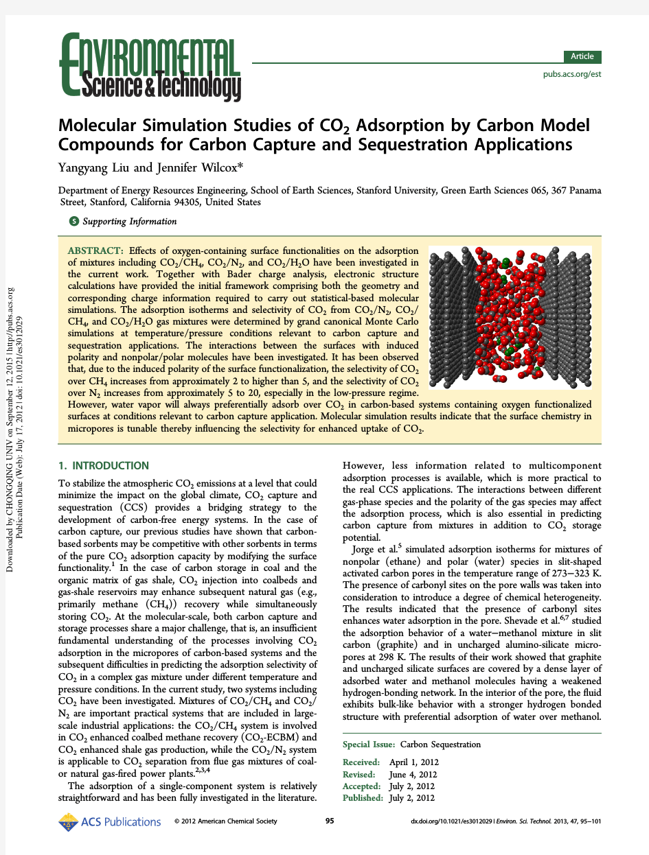 Molecular Simulation Studies of CO2 Adsorption by Carbon Model