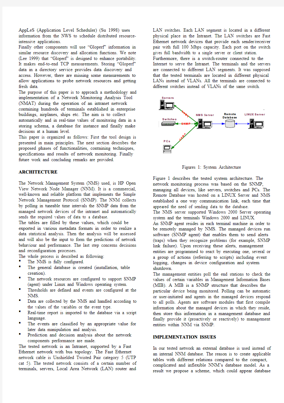 An approach to a methodology and implementation of a Network Monitoring Analysis Tool