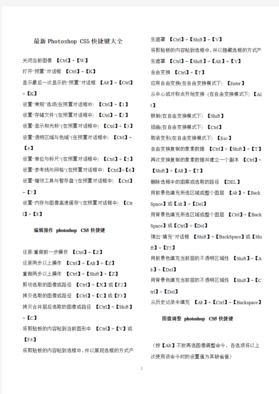 Photoshop_CS5最新最全面快捷键