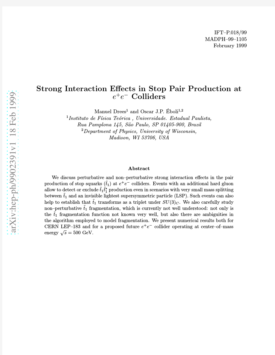Strong Interaction Effects in Stop Pair Production at $e^+ e^-$ Colliders