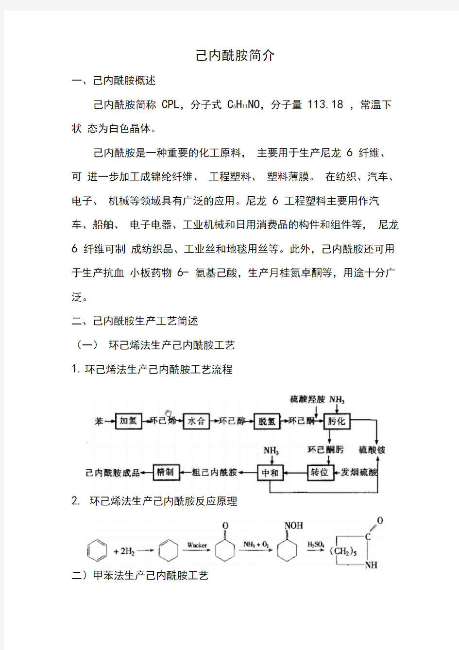 己内酰胺简介