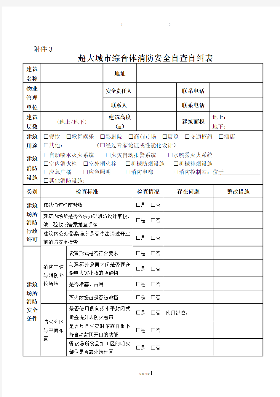 施工工地火灾隐患排查整治标准