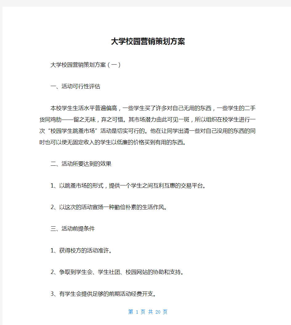 大学校园营销策划方案