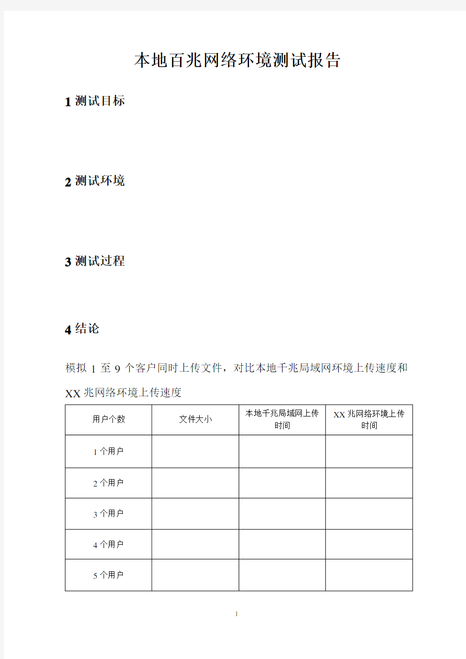 网络环境测试报告模板