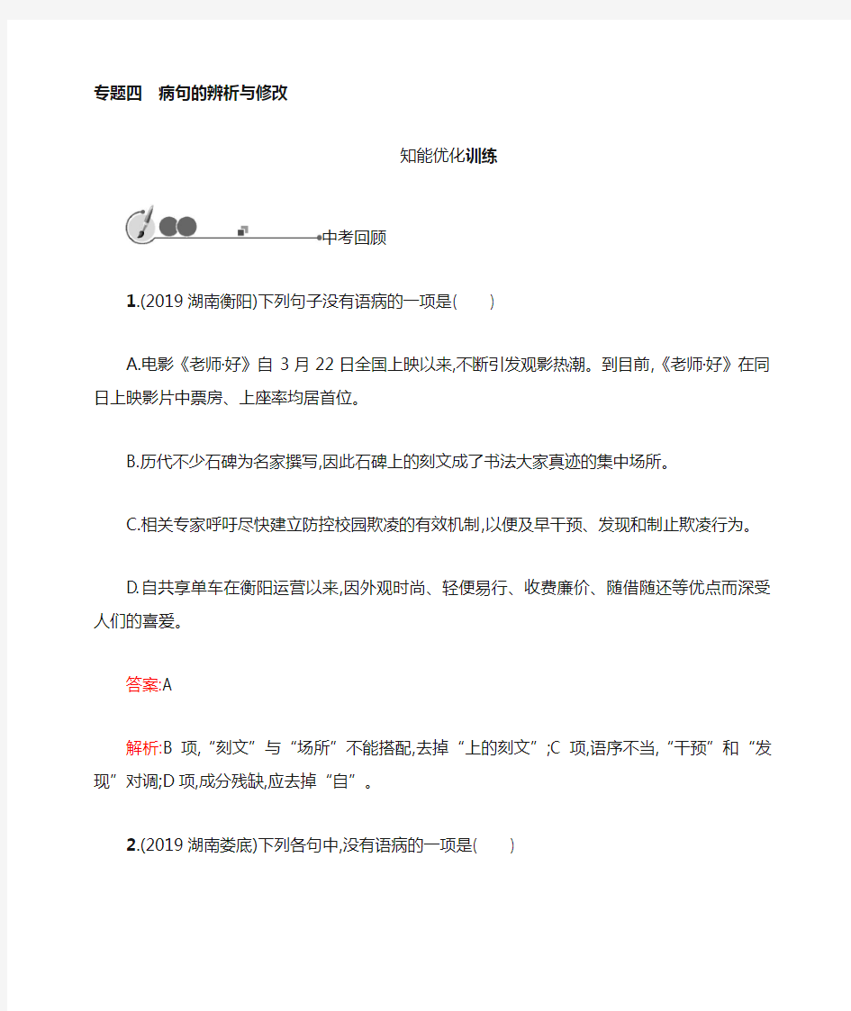 专题四 病句的辨析与修改.docx