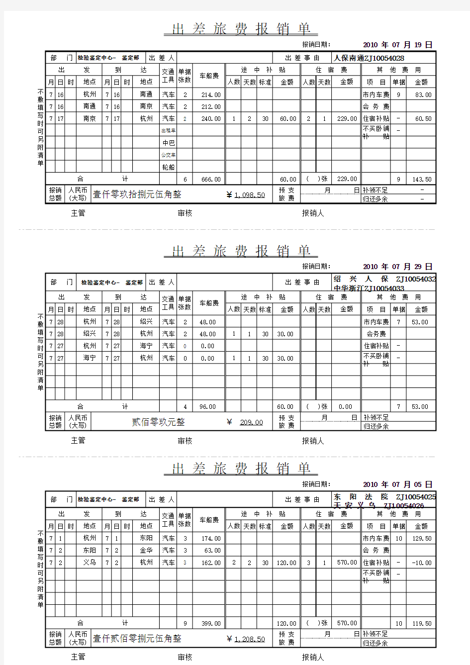 集团公司出差旅费报销单电子版