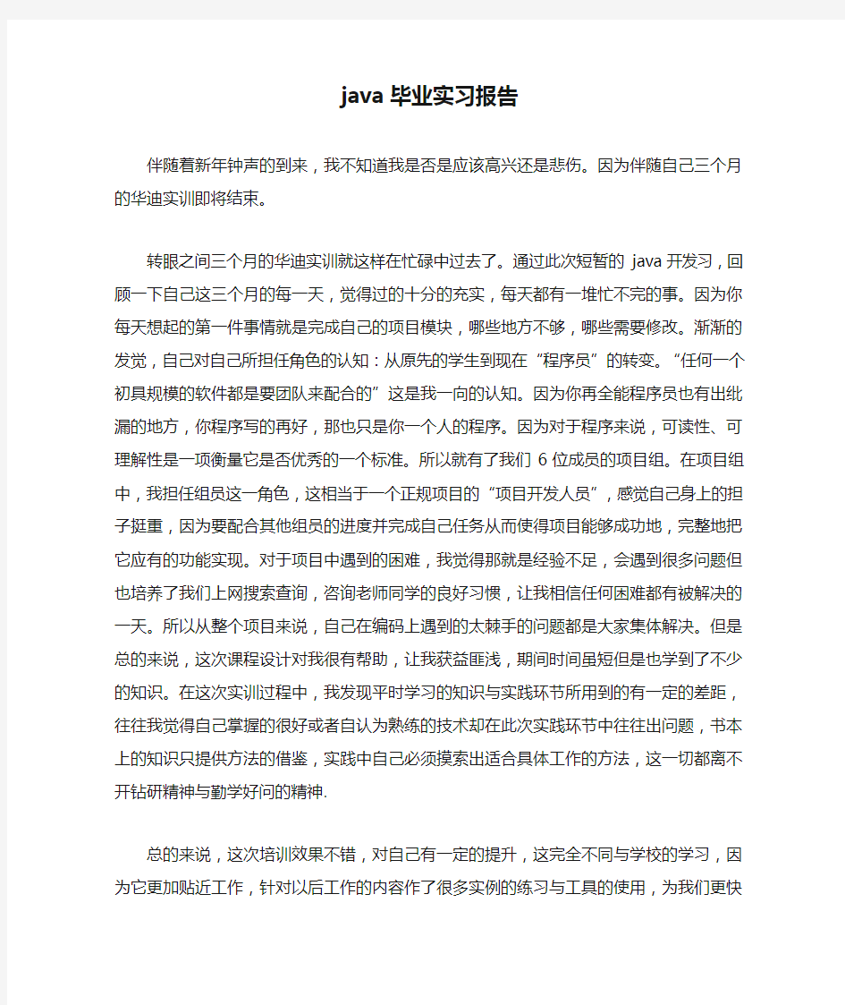 java毕业实习报告