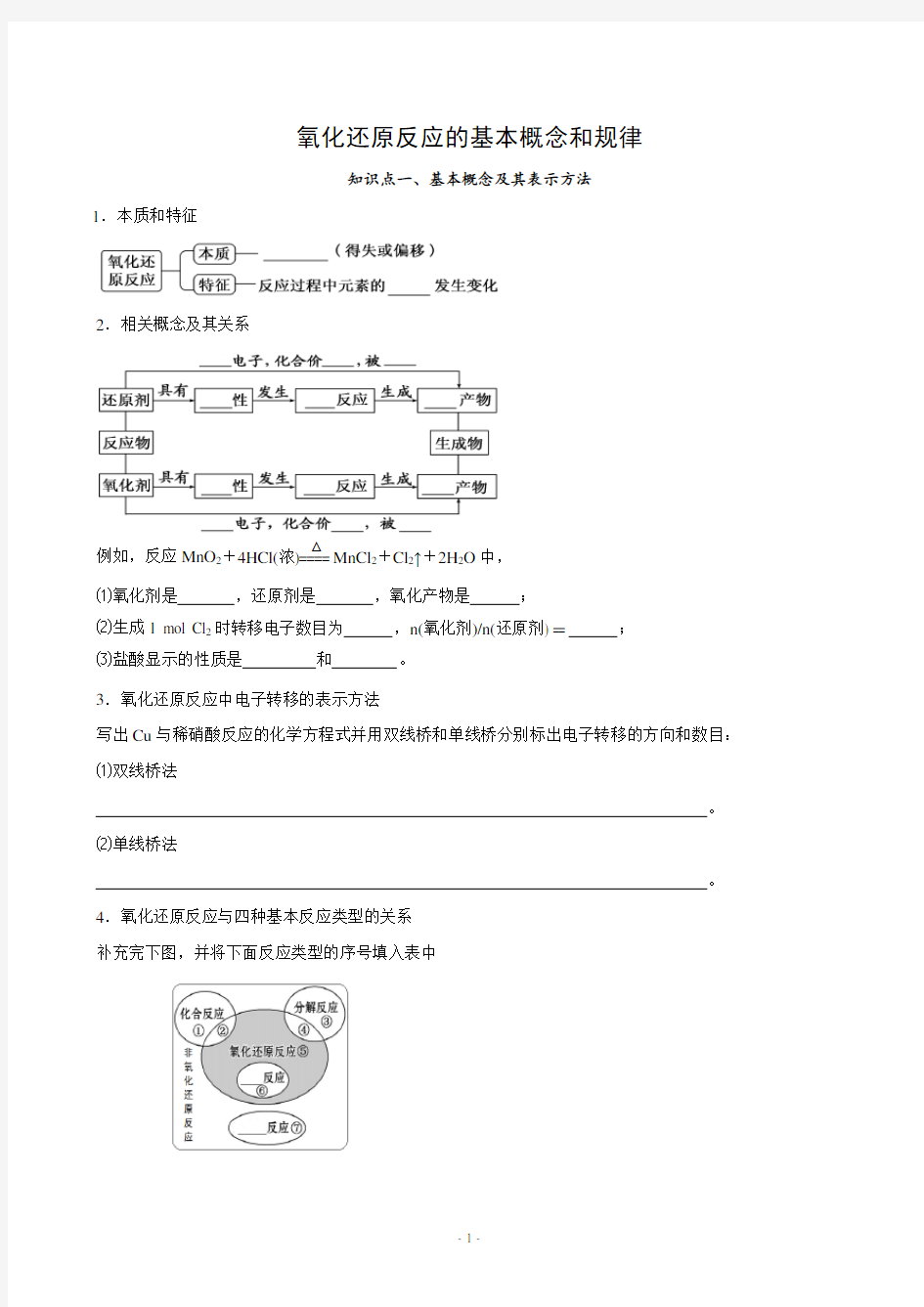 氧化还原反应的基本概念和规律