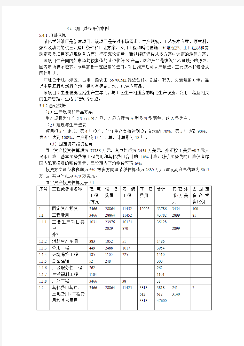 技术经济学财务案例分析