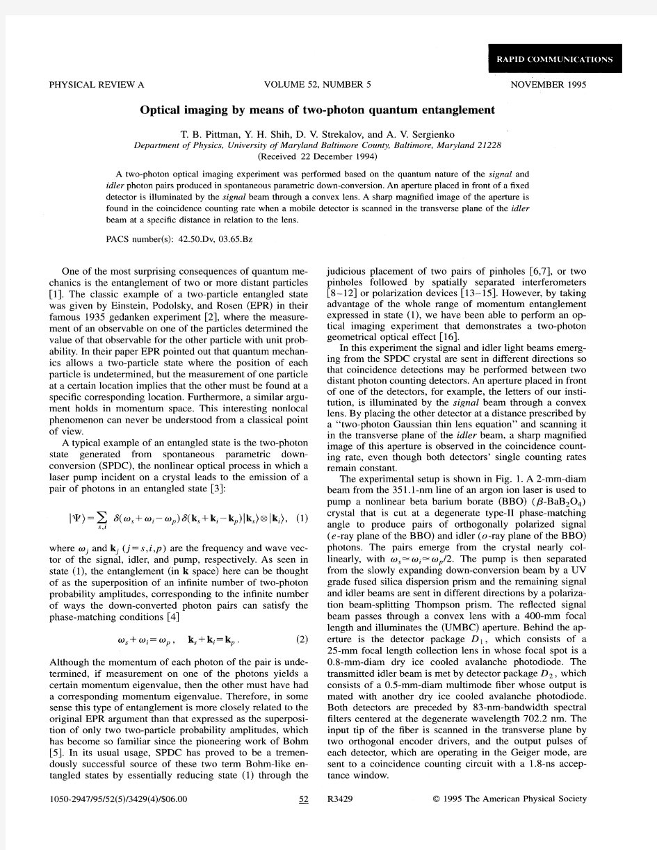 1995-Shihyanhua-PhysRevA.52.R3429-Optical imaging by means of two-photon quantum entanglement