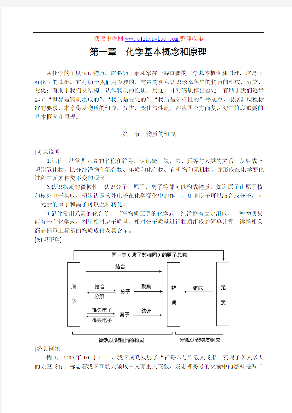 【金榜2008中考化学复习资料】第1章  化学基本概念和原理第1节 物质的组成