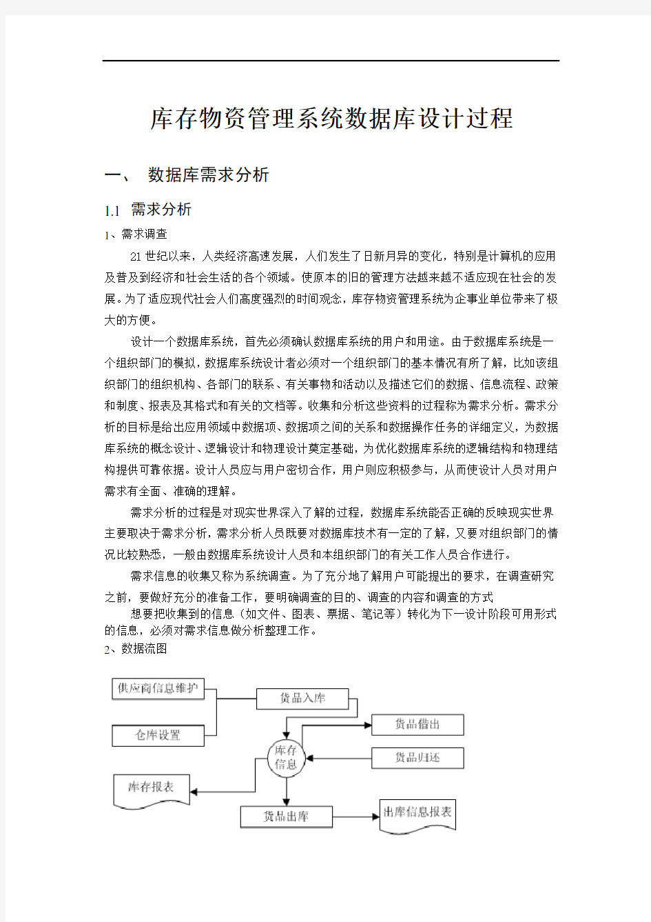 库存物资管理系统数据库设计