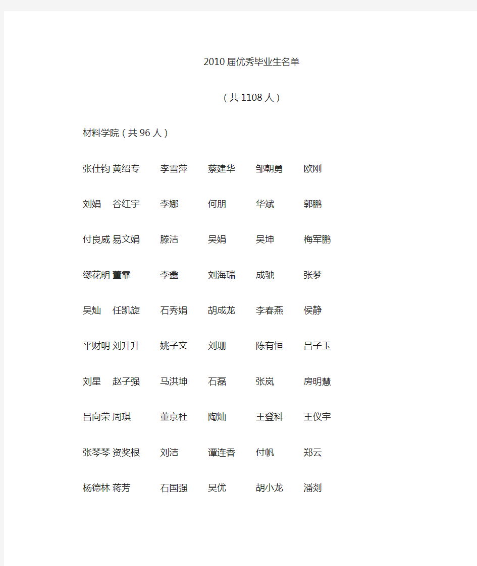 武汉理工大学优秀毕业生公示