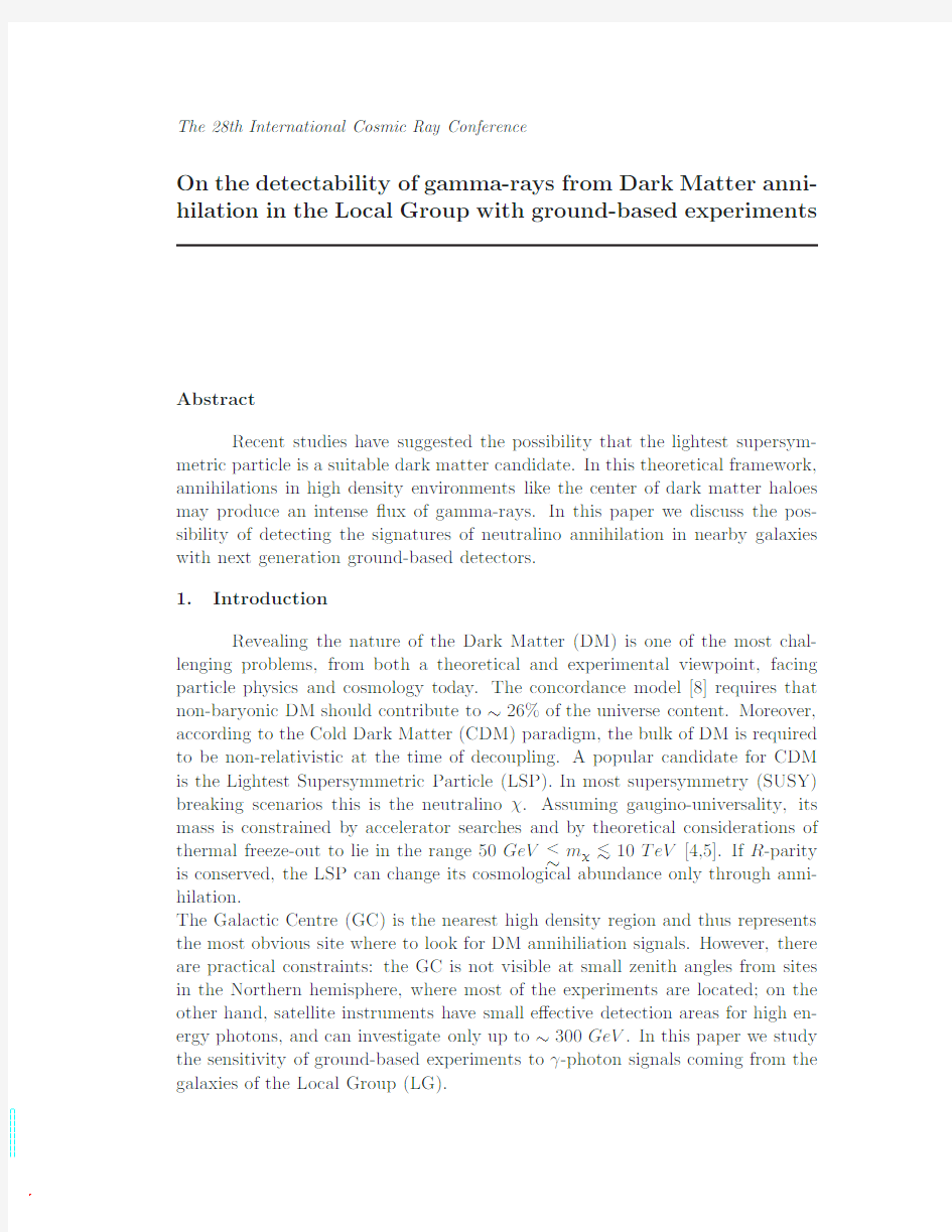 On the detectability of gamma-rays from Dark Matter annihilation in the Local Group with gr