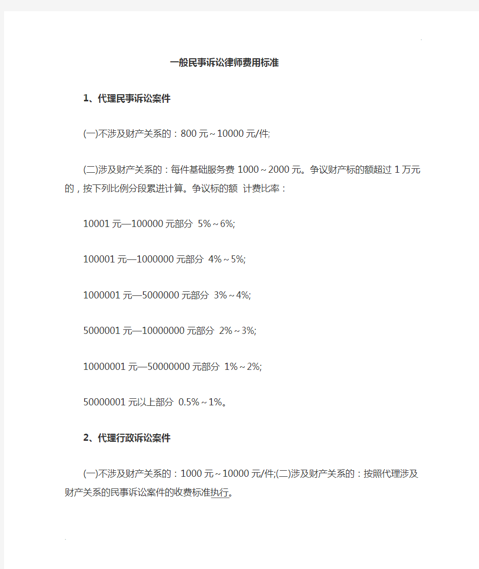 民事诉讼法收费标准