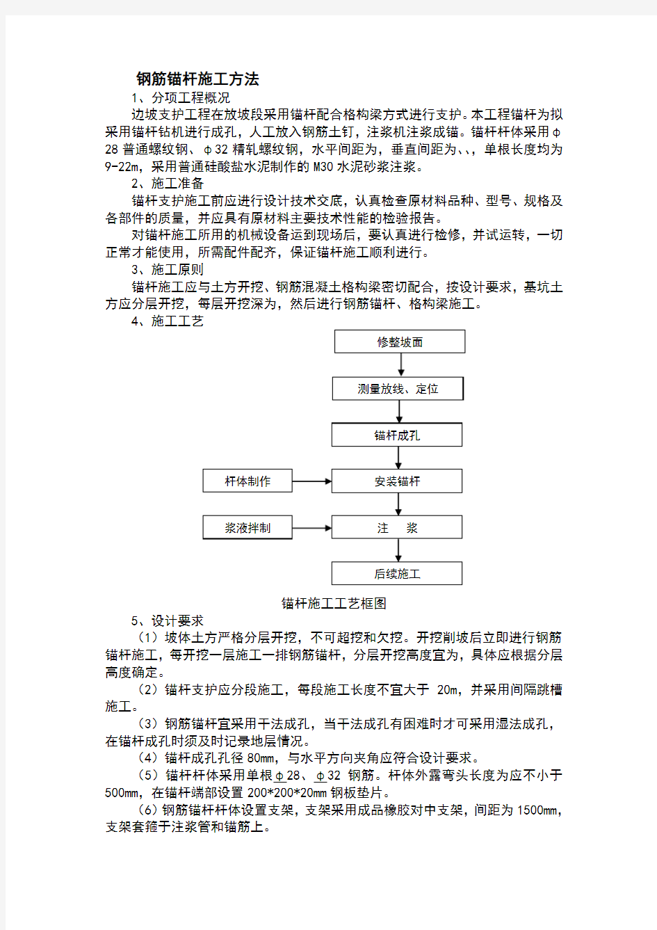 钢筋锚杆施工方法