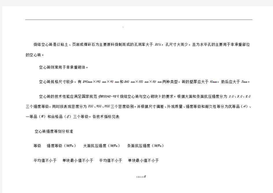 烧结煤矸石空心砖的产品标准