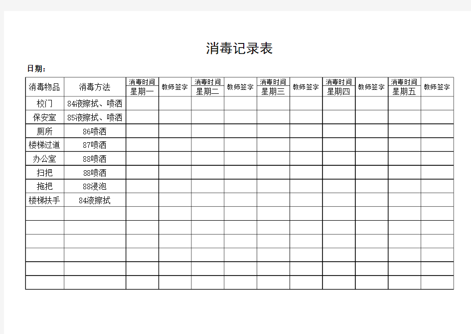 学校园消毒记录表