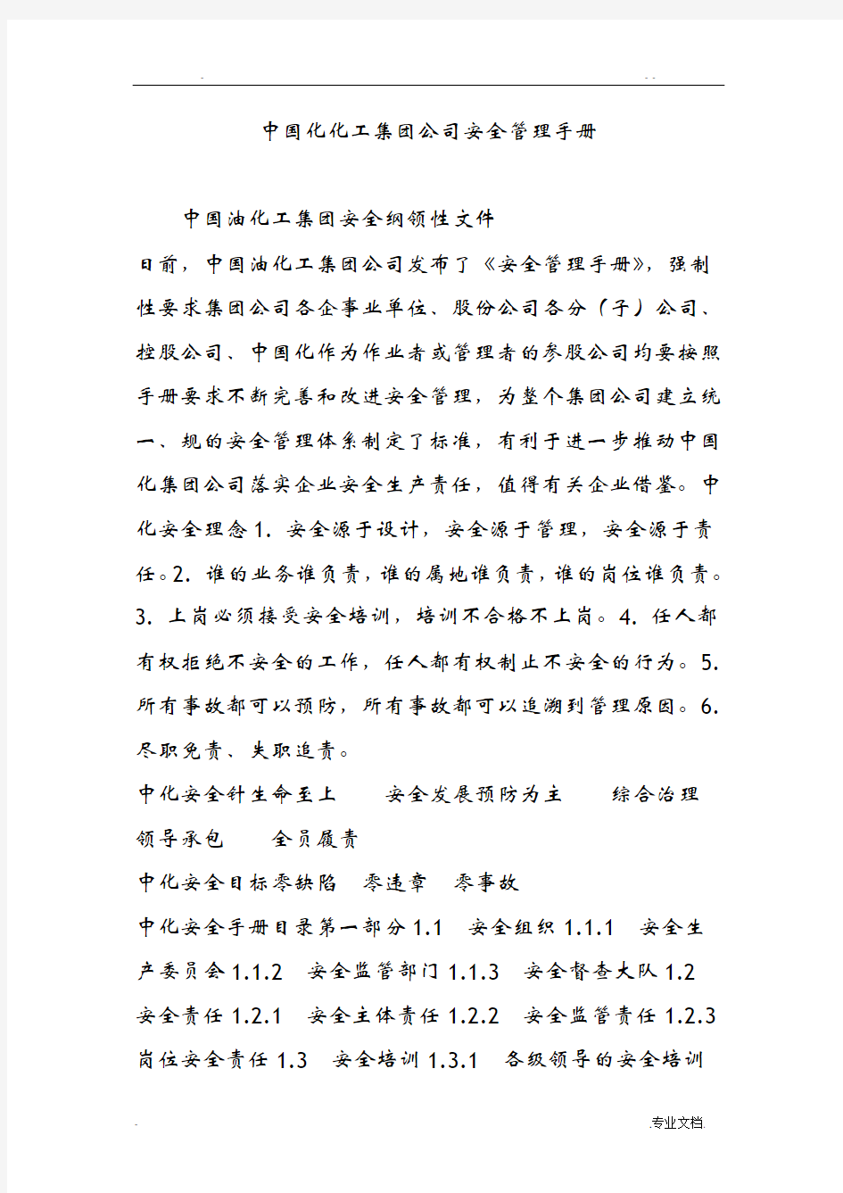 中国石化化工集团公司安全管理手册