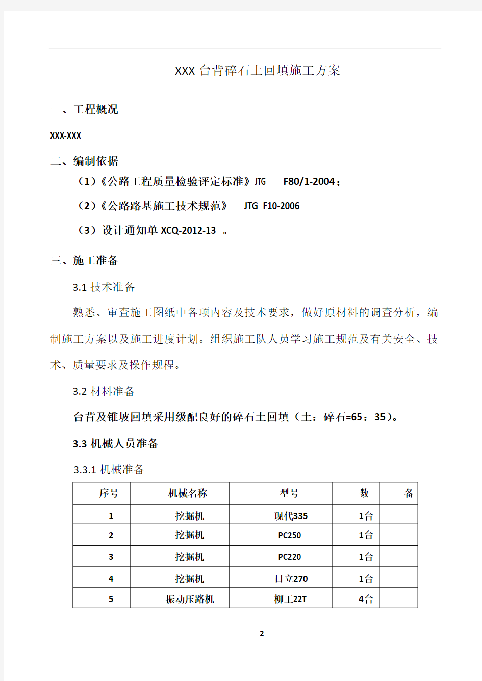 XXX台背碎石土回填施工方案