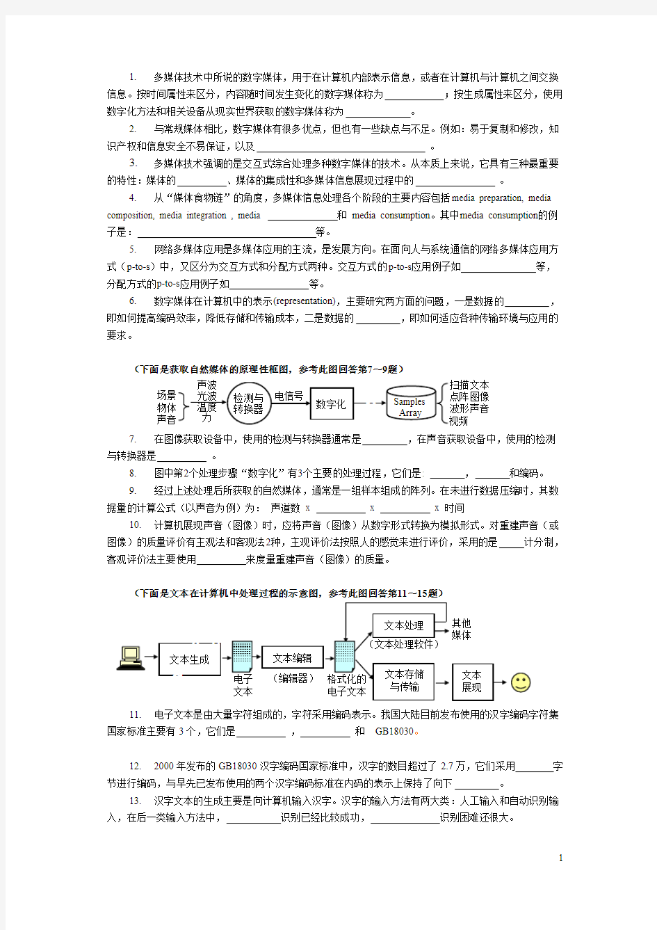 (完整版)多媒体技术基础期末考试试题(2001112)