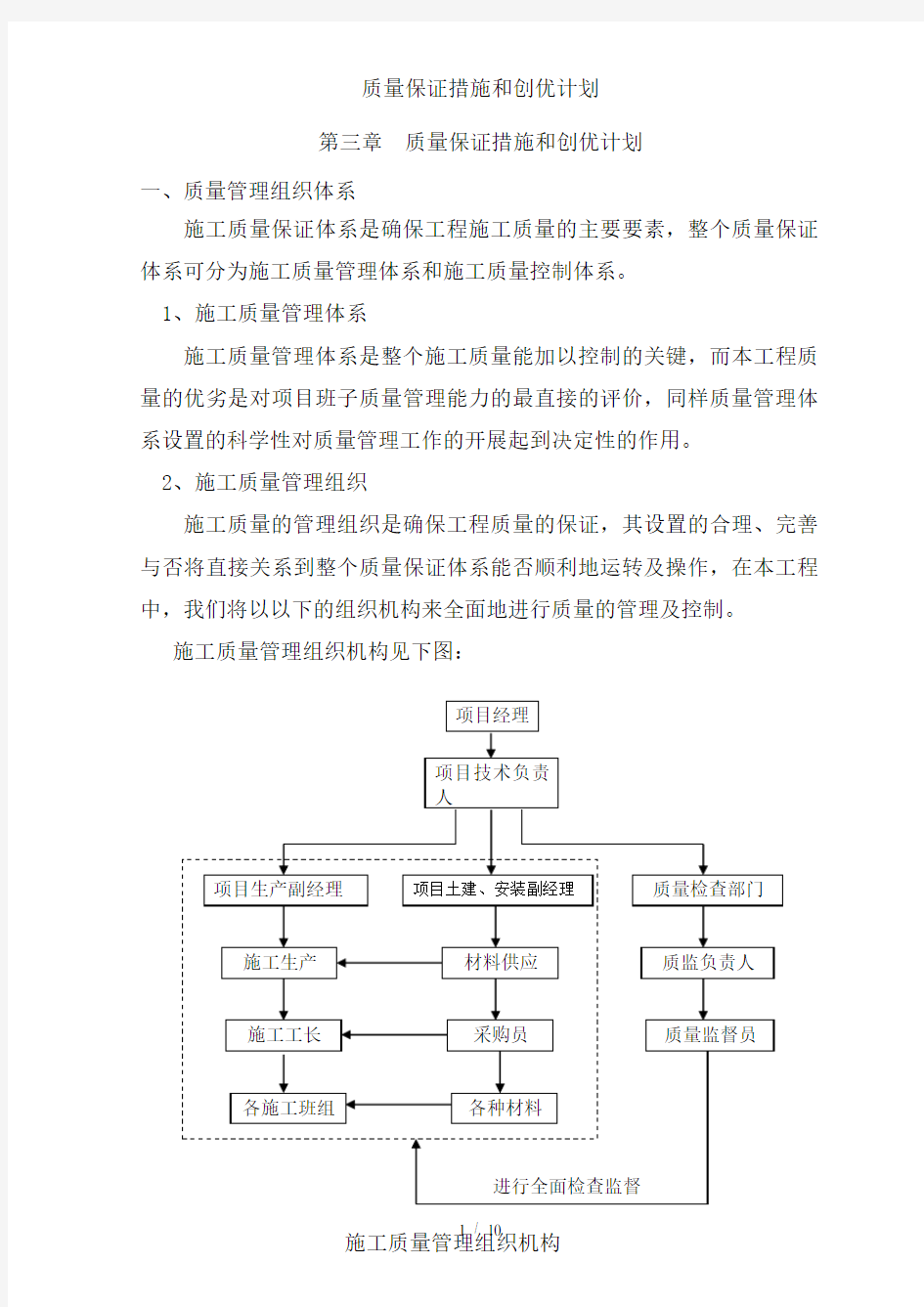 质量保证措施和创优计划