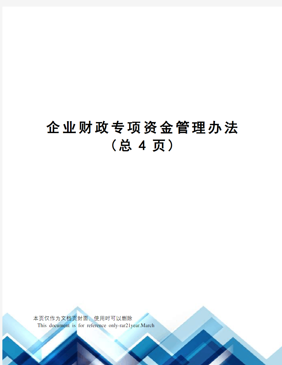 企业财政专项资金管理办法