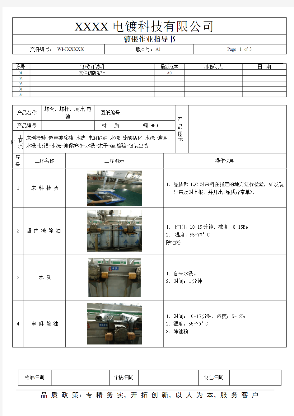 电镀镀银作业指导书