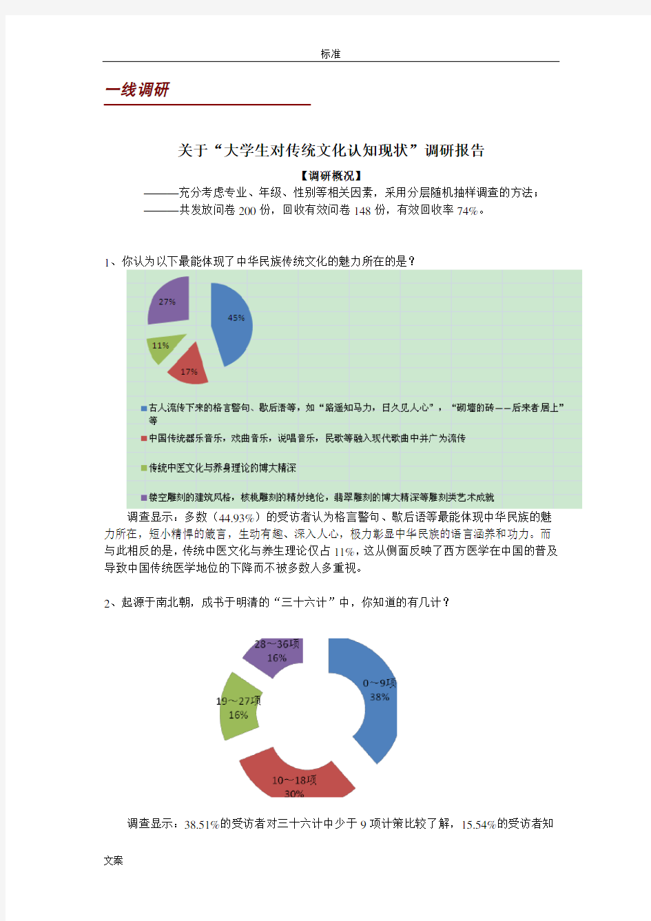 关于某大学生传统文化认知的调研报告材料