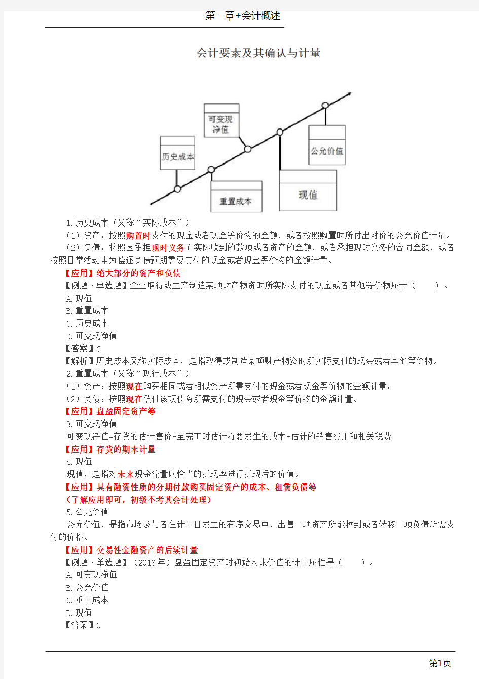 初级会计实务会计要素及其确认与计量讲义